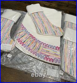 Neiman Marcus Bright Holiday Candy Ribbon 54 Tree Skirt + 4 Stockings $1250 NEW