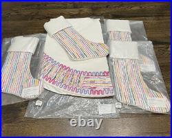 Neiman Marcus Bright Holiday Candy Ribbon 54 Tree Skirt + 4 Stockings $1250 NEW