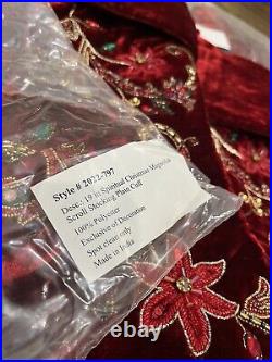 Neiman Marcus Spiritual Magnolia Scroll 54 Tree Skirt + 5 Stockings $1475 NEW