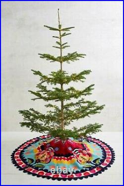New Anthropologie Verdure Christmas Tree Skirt Colorful Floral Eclectic
