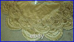 New BALSAM HILL 72 INCHES GOLD Elizabeth Beaded Tree Skirt MSRP $179