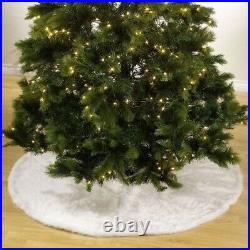New Christmas Tree Skirt White with Faux Fur Design 72x72 Holiday Seasonal