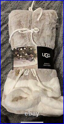 New UGG Australia Dawson Christmas Tree Skirt Faux Fur 54 Round Oatmeal