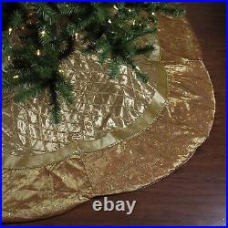 Northlight 72 Gold Quilted Christmas Tree Skirt with Iridescent Sequins