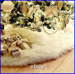 Off White Faux Fur Christmas Tree Skirt