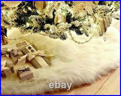 Off White Ivory Faux Fur Christmas Tree Skirt 60 Round