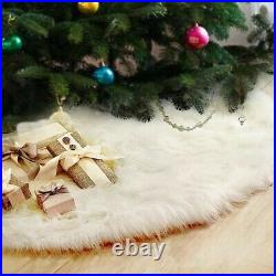 Off White Shaggy Faux Fur Christmas Tree Skirt 60 Round