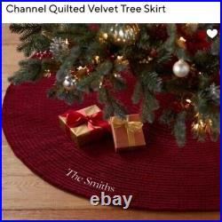 POTTERY BARN Channel Quilted Velvet Tree Skirt-RED-NWT NOT PERSONALIZED
