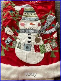 Pier 1 Imports 50 LED Light-Up Snowman Red Christmas Tree Skirt LET IT SNOW NWT