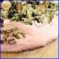 Pink Faux Fur Christmas Tree Skirt