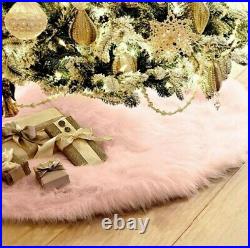 Pink Faux Fur Christmas Tree Skirt 60