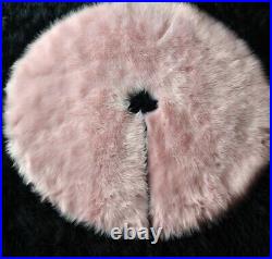 Pink Round Faux Fur Christmas Tree Skirt