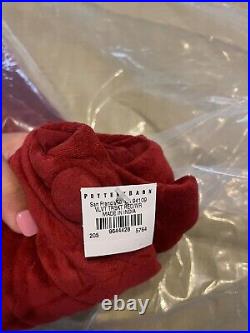 Pottery Barn Classic Velvet Christmas Tree Skirt Red Ivory Cuff Large 60D NWT