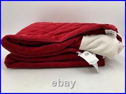 Pottery Barn Classic Velvet Tree Christmas Skirt Red Ivory Cuff 60D #9966F