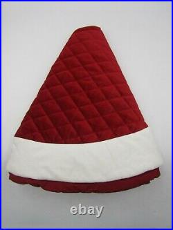 Pottery Barn Classic Velvet Tree Christmas Skirt Red Ivory Cuff Small 45D 9966C