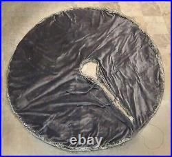 Pottery Barn Cozy Faux Fur Christmas Tree Skirt Dark with Browns Gray 60 ROUND