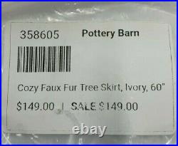 Pottery Barn Cozy Faux Fur Christmas Tree Skirt Ivory 60 diam #A176