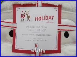 Pottery Barn Kids Plaid Santa Claus Applique Christmas Tree Skirt 54 Red #9945