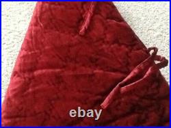 Pottery Barn Shiny Velvet Diamond Quilted Tree Skirt Red New