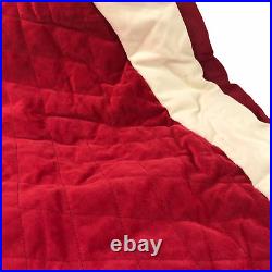 Pottery Barn Velvet Tree Skirt, Red / Ivory White 60 Inch Button Closure New NWT