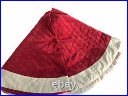 Pottery Barn Velvet Tree Skirt, Red / Ivory White 60 Inch Button Closure, Used