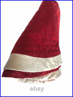 Pottery Barn Velvet Tree Skirt, Red / Ivory White 60 Inch Button Closure, Used