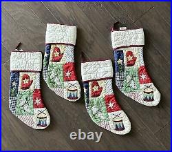 Pottery Barn Vintage Christmas Tree Skirt And 4 Matching Quilted Stockings EUC