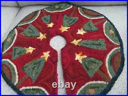 Primitive Christmas Hooked Wool Christmas Tree Skirt Primitive Rug Hooked Wool
