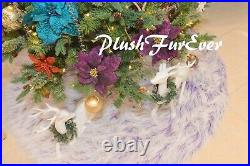 Purple and White Tree Skirt Christmas Decor 5