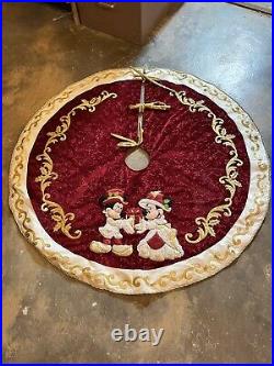 RARE Disney Parks Mickey Minnie Mouse Victorian Christmas Holiday Tree Skirt