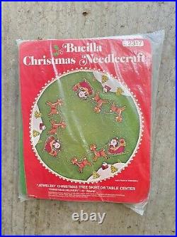 RARE. Vintage BUCILLA Felt Jeweled Christmas Delivery Tree Skirt Kit Sealed