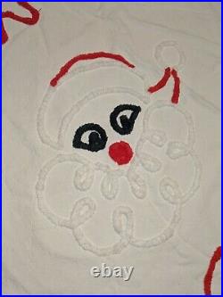 RARE Vintage Rudolph Red Nosed Reindeer Santa Chenille Merry Xmas Tree Skirt 68