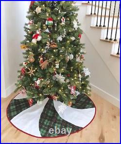 REVERSIBLE Green Tartan Plaid Peppermint Candy Swirl Christmas Tree Skirt NWT