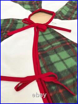 REVERSIBLE Green Tartan Plaid Peppermint Candy Swirl Christmas Tree Skirt NWT