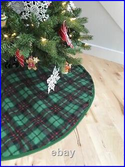 REVERSIBLE Red Tartan Plaid Peppermint Candy Swirl Christmas Tree Skirt NWT