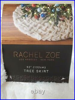 Rachel Zoe 52 Plush Faux Fur Pinched Christmas Tree Skirt Three Ties in Back