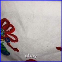 Rare Completed Vintage 1970s Bucilla Christmas Bells Tree Skirt 2106 Table Cover