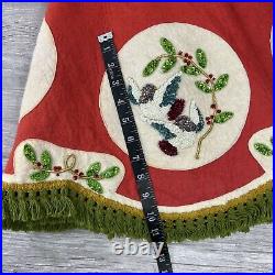 Rare Handmade 12 Days of Christmas Tree Skirt Felt Tablecloth Oval shape 48x58in