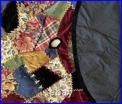 Rare House of Hatten Christmas Tree Skirt Velvet Wool Patchwork Embroidery 54