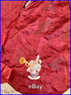Rare New Vintage Disney Christmas Tree Skirt Embroidered Dumbo Mickey Tinkerbell