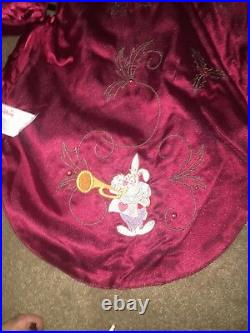 Rare Vintage Disney Christmas Tree Skirt 54 Embroidered Burgundy Dumbo