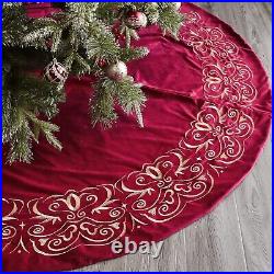 Red-Gold Velvet Tree Skirt 72 inch Extra Large Christmas Decor