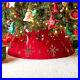 Red Snowflake Christmas Tree Collar Metal Skirt Ring Cover Holiday Home Decor