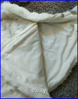 Restoration Hardware Luxe Faux Fur Christmas Tree Skirt ARCTIC FOX + POM POM Set