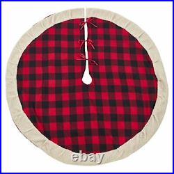 SARO LIFESTYLE Capuano Collection Red and Black Buffalo Plaid Tree Skirt with
