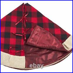 SARO LIFESTYLE Capuano Collection Red and Black Buffalo Plaid Tree Skirt with