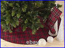 SARO LIFESTYLE Highland Holiday Collection Plaid Design Christmas Tree Skirt