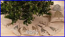 Sapin de Noël Collection Beaded Christmas Design Tree Skirt, 72, Silver