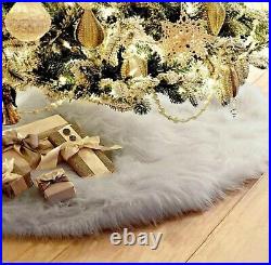 Snow White Faux Fur Christmas Tree Skirt 72 Round