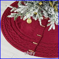 Starry Dynamo 48-Inch Knitted Christmas Tree Skirt Round with Wooden Toggle B